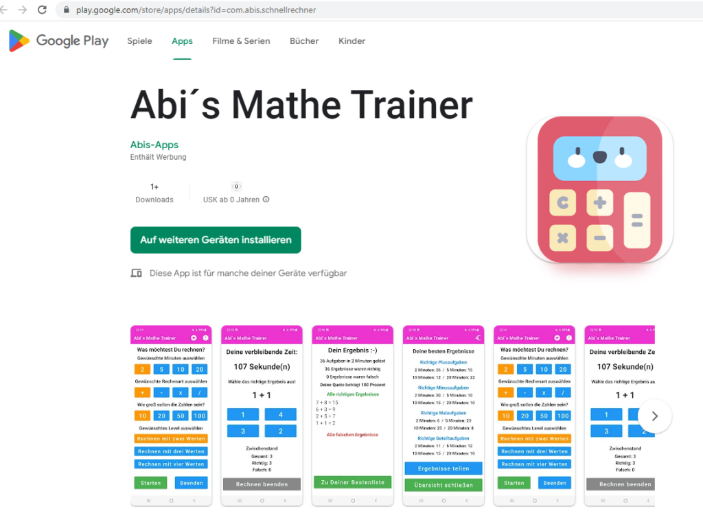 Abis Mathe Trainer App für Android